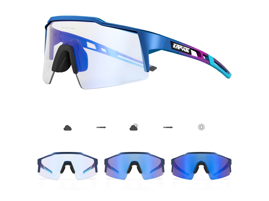 (azul 2) Gafas De Ciclismo Unisex Fotocromáticas Uv400, Gafas De Sol Antideslumbrantes