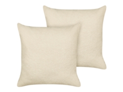 Cojines decorativos de estilo moderno BELIANI Leuzea de Bouclé Beige 60x60x4