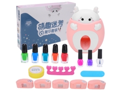 Ats-kit De Maquillaje De Uñas Para Niñas Juguete De Manicura Con Estampador Y Esmaltes Rosa