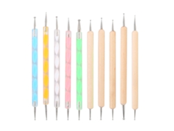 10pcs Lápiz De Punto Doble Cabeza Herramienta De Manicura Para Pintura Y Recogida De Piedras Rhinestone