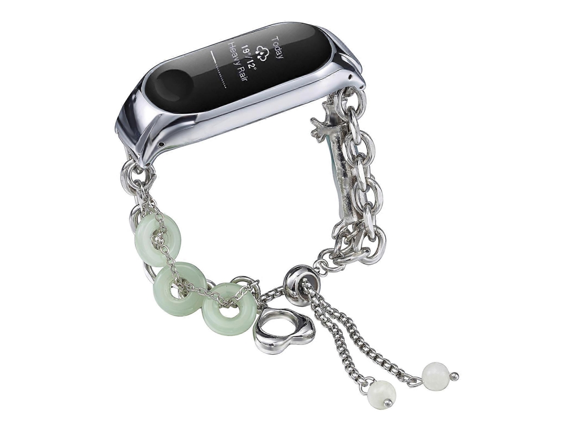 Pulsera de reloj de ónix con cuentas de cristal.