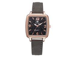 Reloj De Pulsera Cuadrado Con Forma De Estrella Para Mujer Con Correa De Piel Sintética Gris.