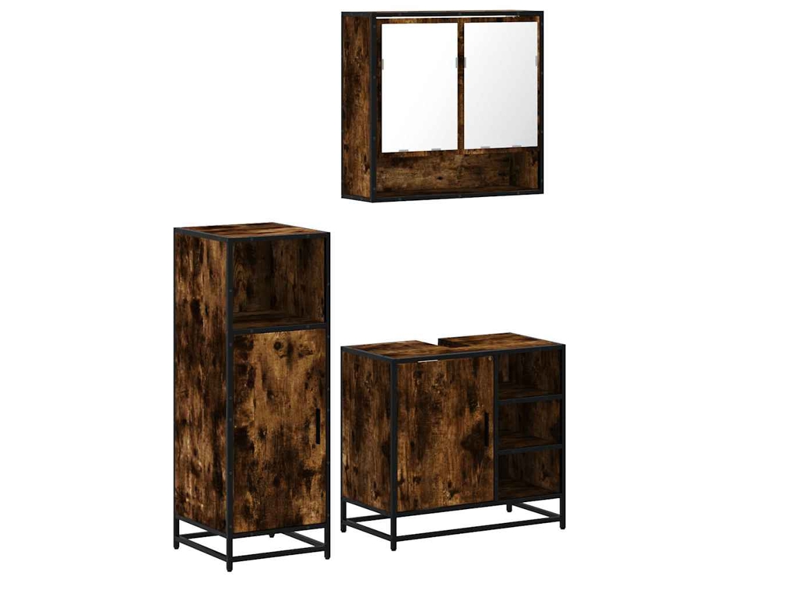 Maison Exclusive - Set De Muebles Baño 3 Pzas Madera Contrachapada Roble Ahumado