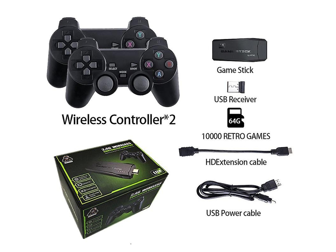 Consola De Videojuegos 4k Hd Game Stick 4k 10000 Juegos 2.4g Doble Controlador Inalámbrico Retro Tv Game Stick 4 K