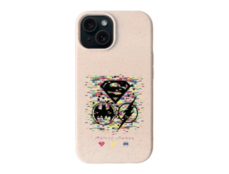 Funda Oficial Dc Comics Liga La Justicia Símbolos Píxeles Warner Bros Compostable para iPhone 15 PHONECASES3D