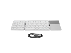 Teclado Bluetooth Dobrável Com Touchpad 64 Teclas Universal 140mah Sem Fio Portátil Prata