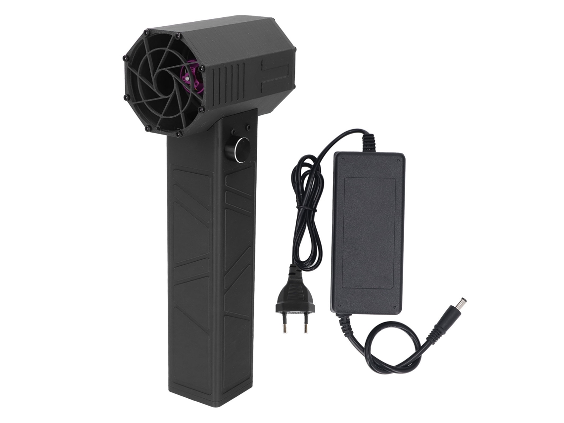 Ventilador portátil de 64 mm con velocidad ajustable.