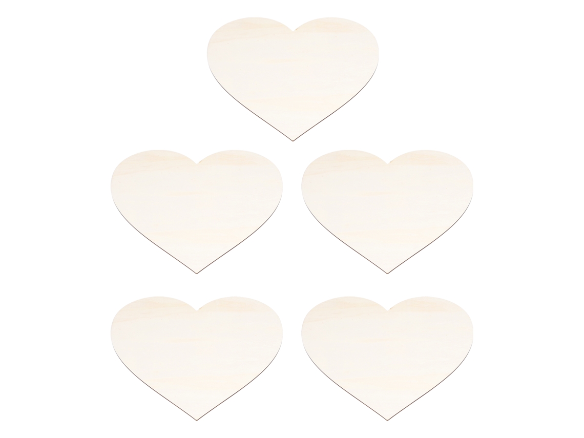 5 corazones de madera para decoración navideña familiar DIY