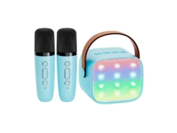 Máquina de karaoke portátil SSTRWGOOD para niños con 2 micrófonos inalámbricos y luces LED azul cielo