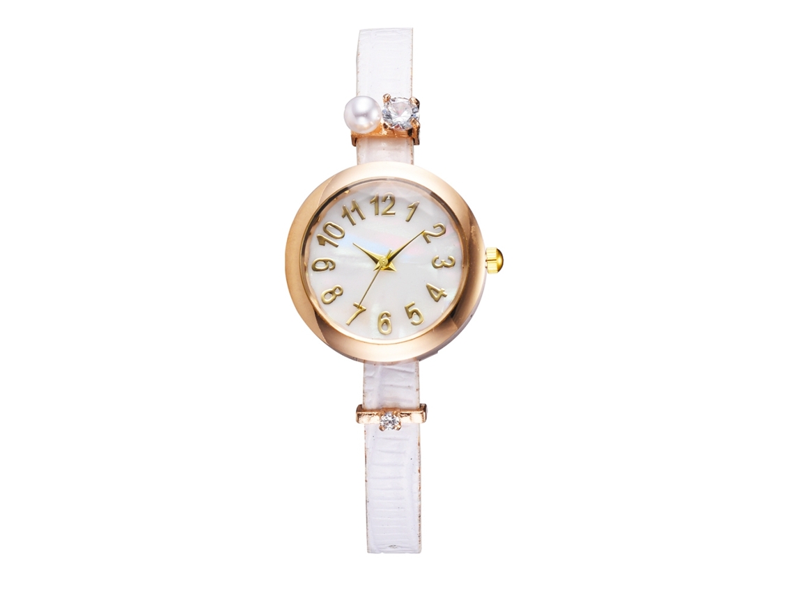 Reloj De Pulsera De Cuarzo Sencillo E Informal Con Correa De Pu Blanca - Regalo