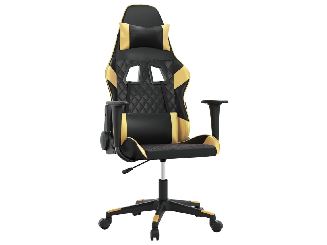 VIDAXL Silla Gaming De Masaje Cuero Sintético Negro Y Dorado