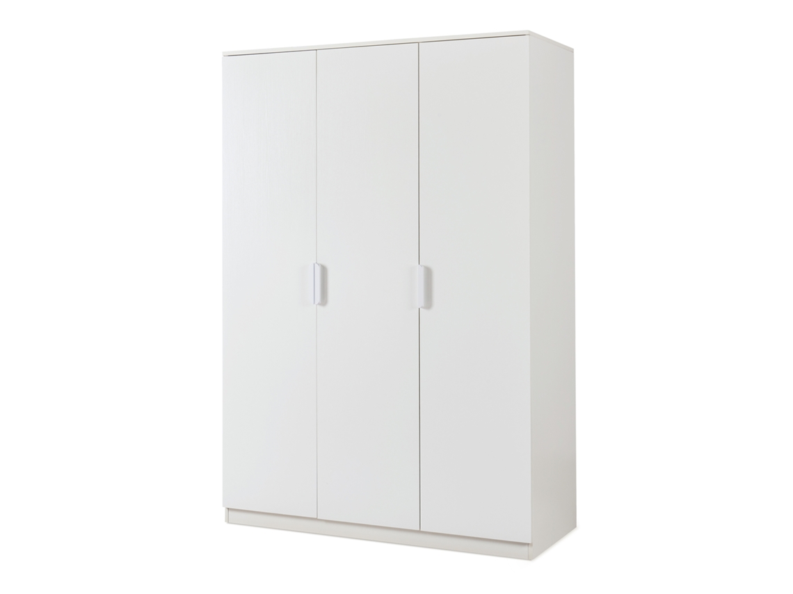 Armario Eiselfing MDF 176x120x52 Cm Blanco [EN.CASA] (3 Puertas, 1 Perchero, 4 Compartimentos)