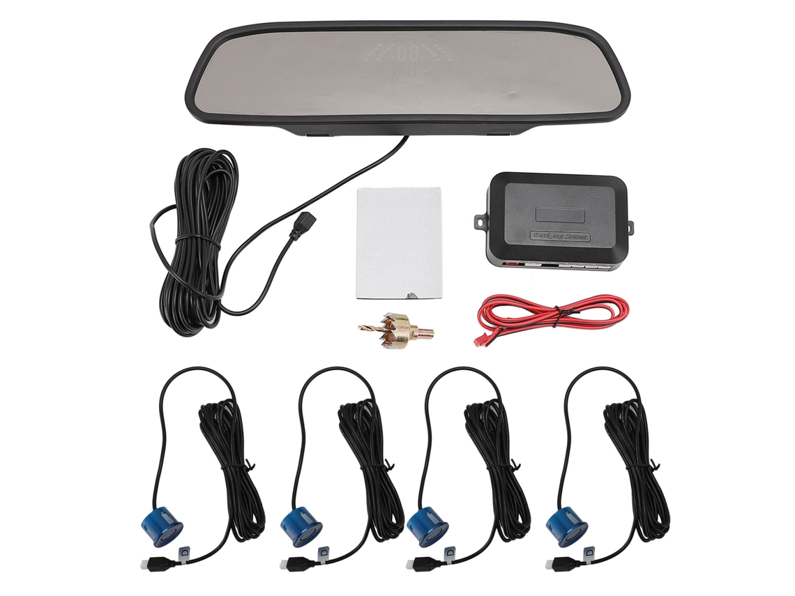 Sistema De Radar De Marcha Atrás Con 4 Sensores, Alcance De Detección De 0,3 A 2,0 M, Alerta Sonora, Luz Led Para Coche, Suv, Camión - Azul