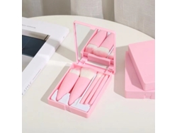 Mini set de brochas de maquillaje con espejo, suaves y esponjosas, MDUG Makeup Tools (rosa)