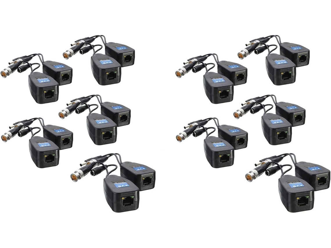 10 Pares De Transceptores Coaxiales Bnc Para Cctv Con Balun De Potencia De Vídeo