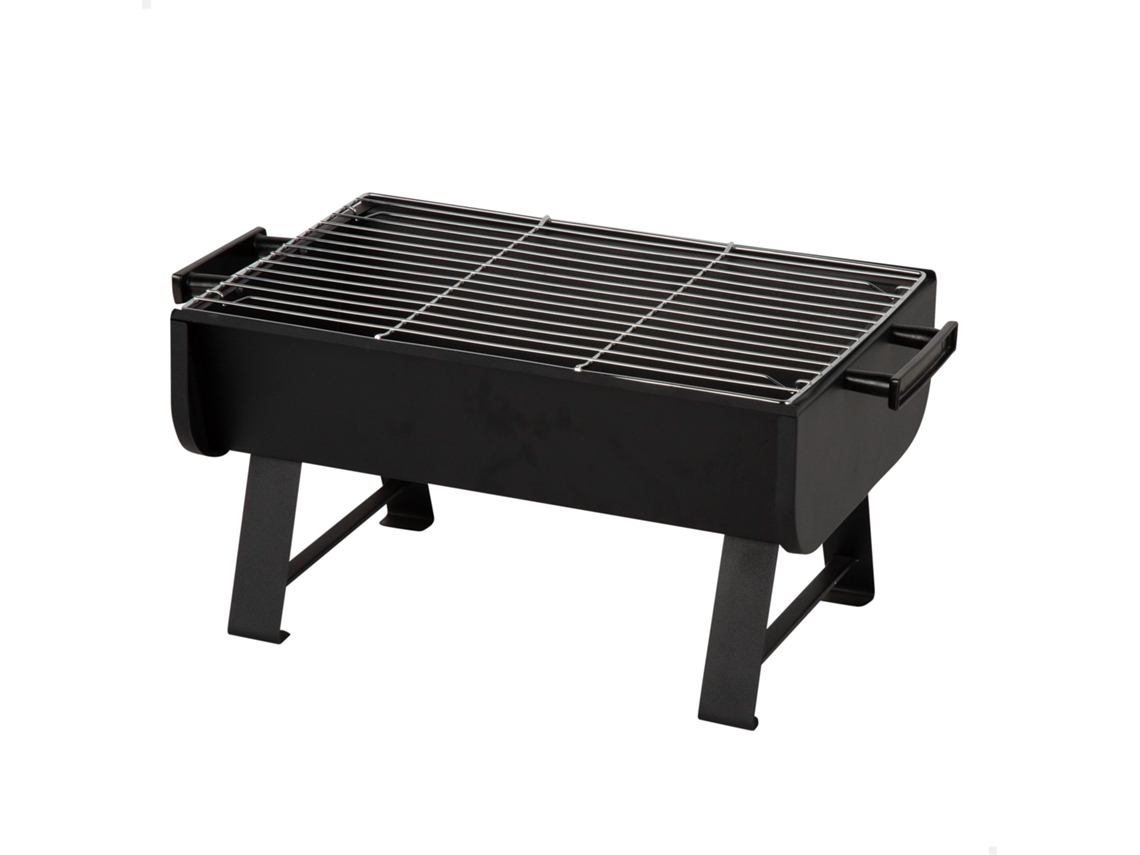 Parrilla portátil de carbón Aktive de acero, 45x30x25 cm, con asas laterales.