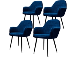 Conjunto de 4 Cadeiras de Jantar ML-DESIGN 20 Azul (Microfibra, Metal - 58x43x83 cm)