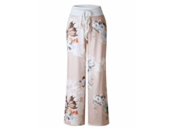 2026-pantalones De Descanso Amplios Para Mujer Con Estampado Floral Elástico Y Cordón Ajustable S Grey3
