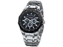 Reloj De Hombre (plateado Y Negro) De Acero Inoxidable, Reloj De Cuarzo Informal, Resistente Al Agua.