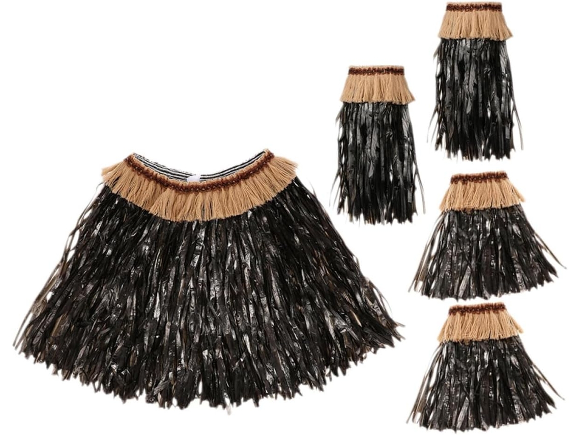 Disfraz Hawaiano De Ciieeo, Falda De Tela Negra Y Pulseras, Atuendo Ligero Y Práctico Para Fiestas.