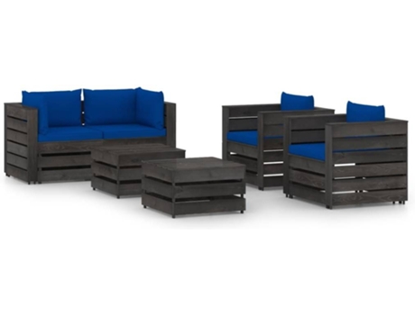 Conjunto 6 Muebles de jardín VIDAXL con cojines madera impregnada gris