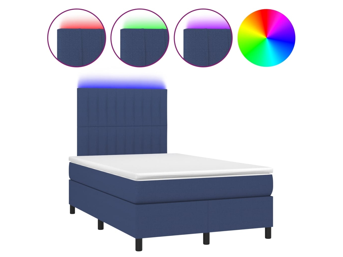 Maison Exclusive - Cama Box Spring Con Colchón Y Led Tela Azul 120x200 Cm