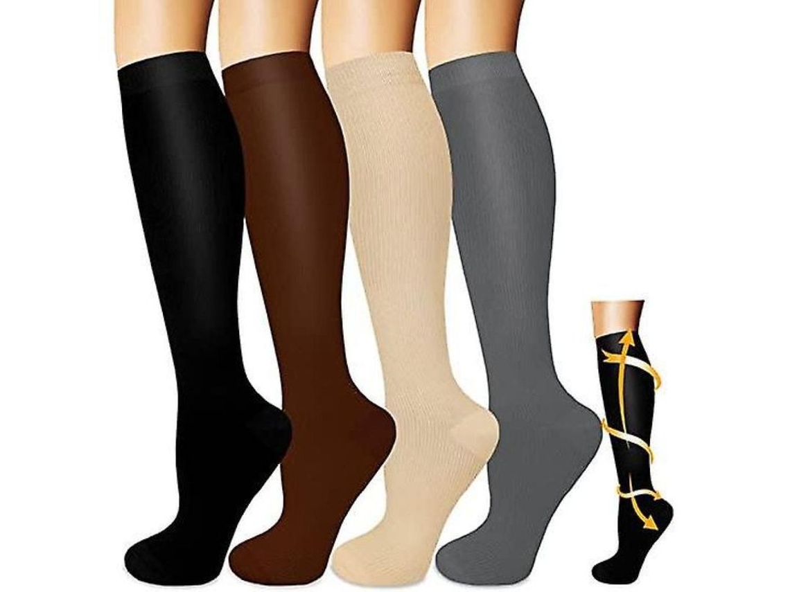 4 Pares De Calcetines De Compresión Para Mujeres Y Hombres Con Edema, Varices Y Problemas De Varices Al Correr (udv)