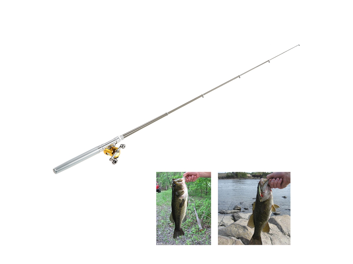 Combo Caña De Pescar Telescópica Mini Portátil Pluma Con Carrete, Linea, Lures Y Anzuelos Jig