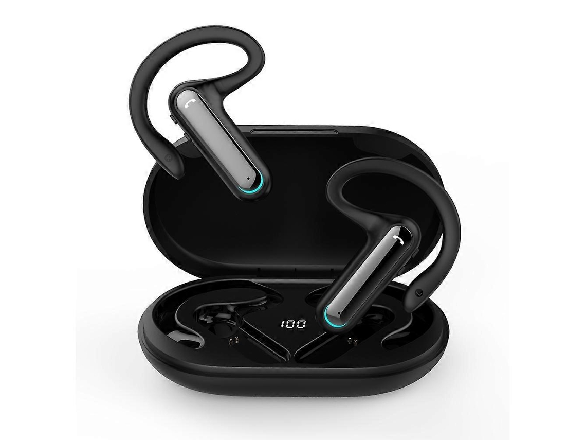 Auriculares deportivos inalámbricos Fw5 BT5.2 de conducción ósea, TWS, no intraaurales, compatibles con asistente de voz, color negro, Hengrongshen
