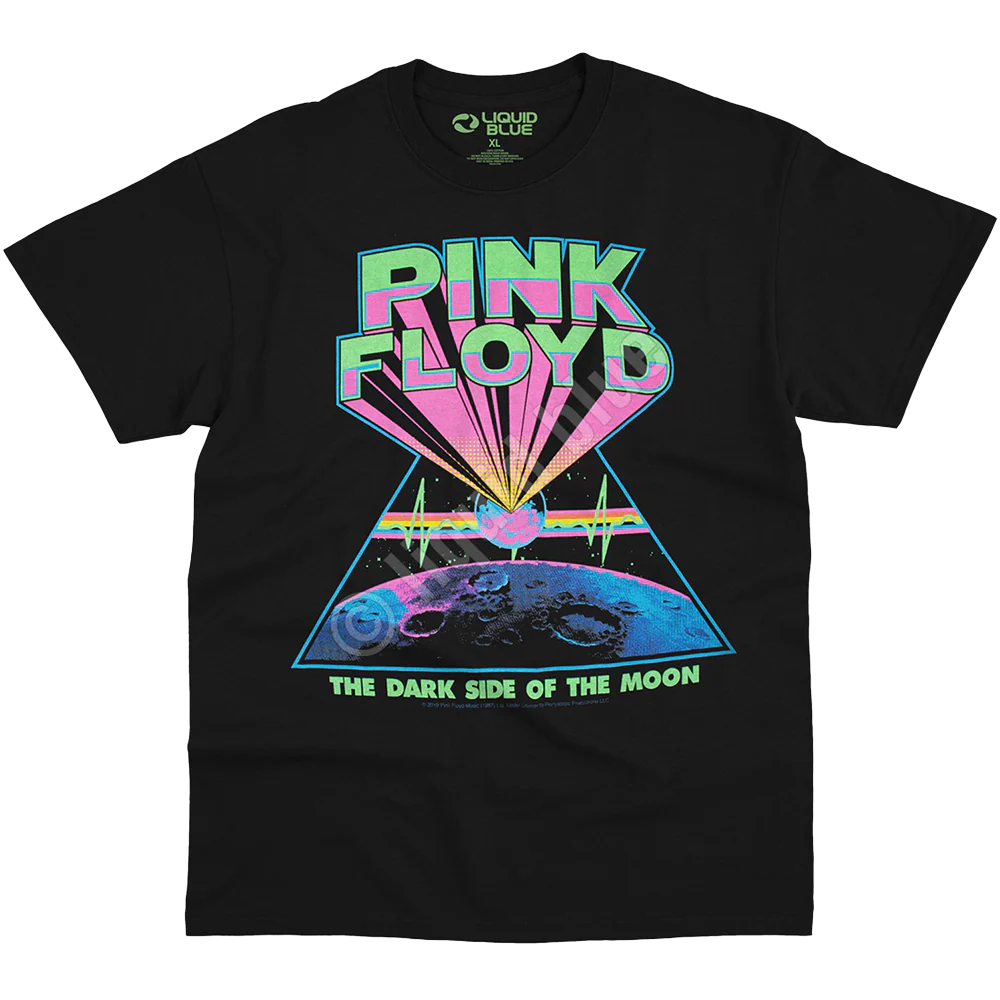Camiseta unisex Pink Floyd Dark Side Of The Moon Blacklight Rockinstone Talla: XL