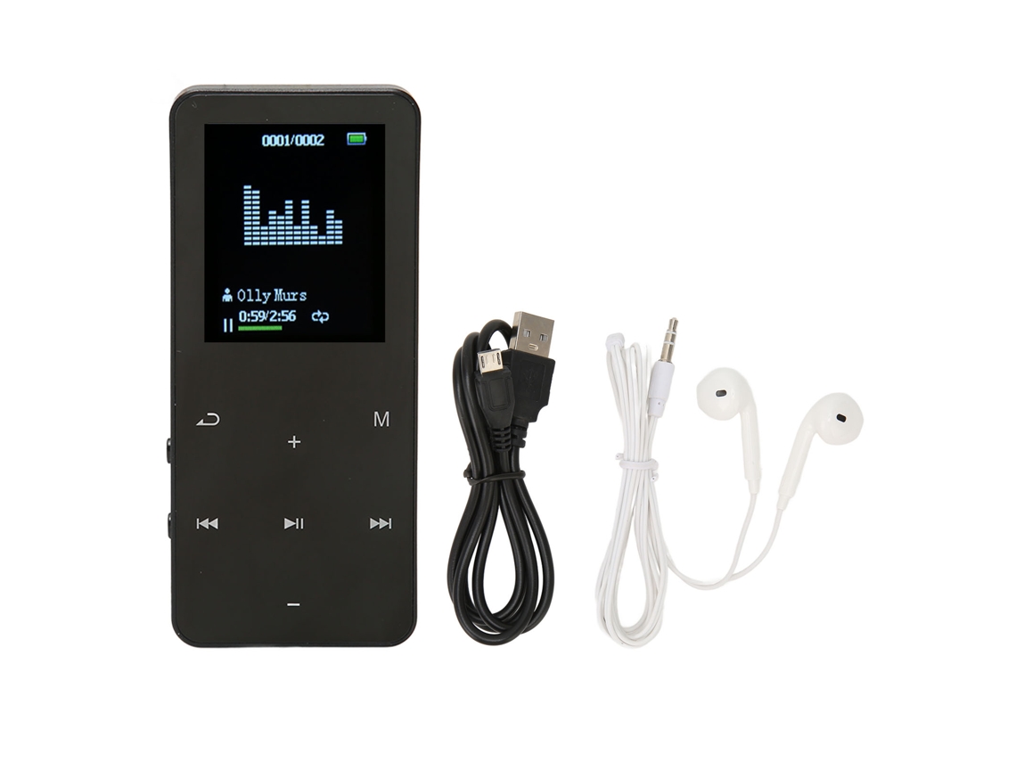 Reprodutor Mp3 Mp4 8g Bluetooth 4.2 Tela 1.8 Polegadas Redução De Ruído Portátil Preto
