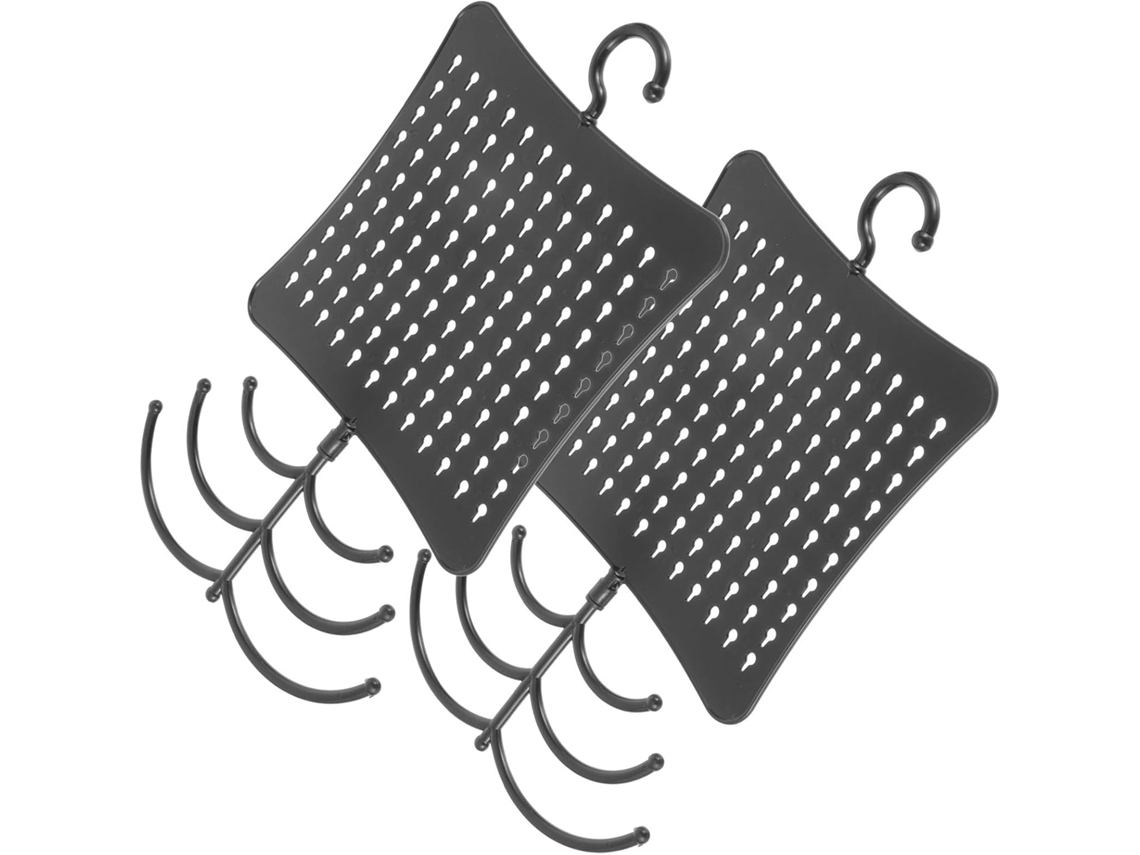 Organizador Pendientes Pared Diseño Sencillo Plástico Negro Ligero 2 Piezas Joyas Collares