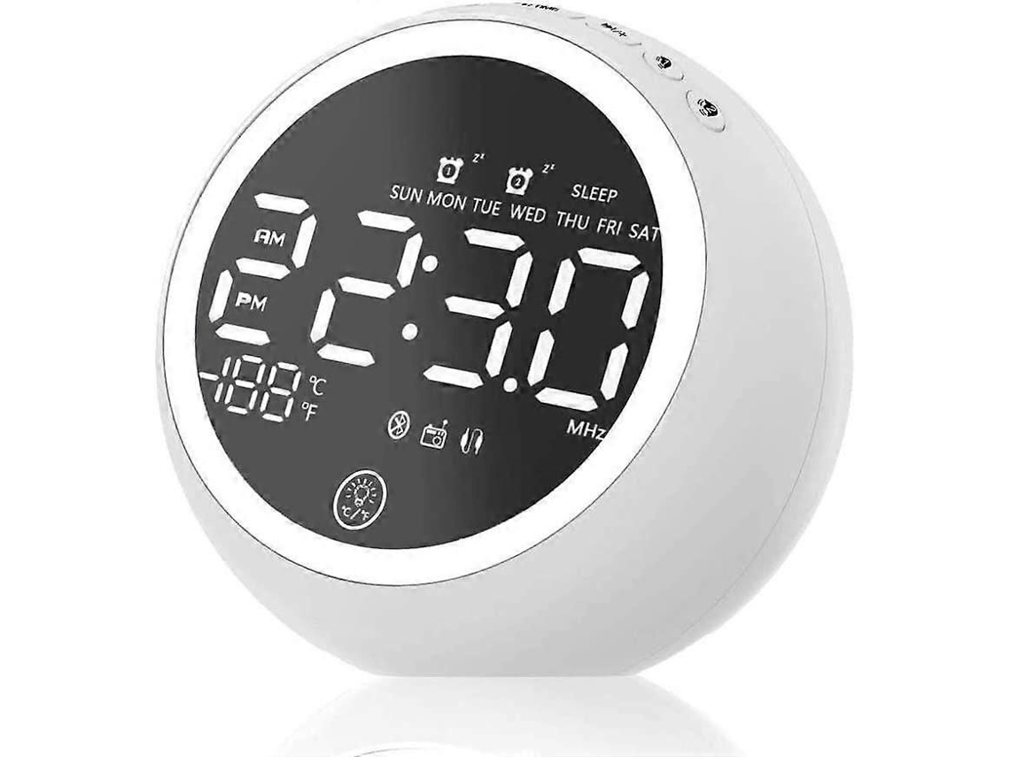 Radio despertador con doble alarma, reloj de mesita de noche digital FM con función de repetición de alarma, pantalla LED de 4 pulgadas
