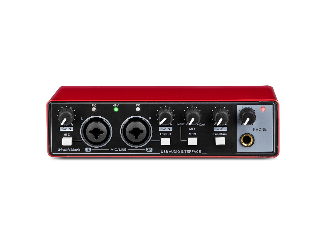 Tarjeta de sonido profesional portátil con monitor de bucle invertido, interfaz de audio USB para equipos de audio y guitarra. Viewleaf