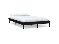 Maison Exclusive - Estructura De Cama De Madera Maciza Pino Negra 150x200 Cm