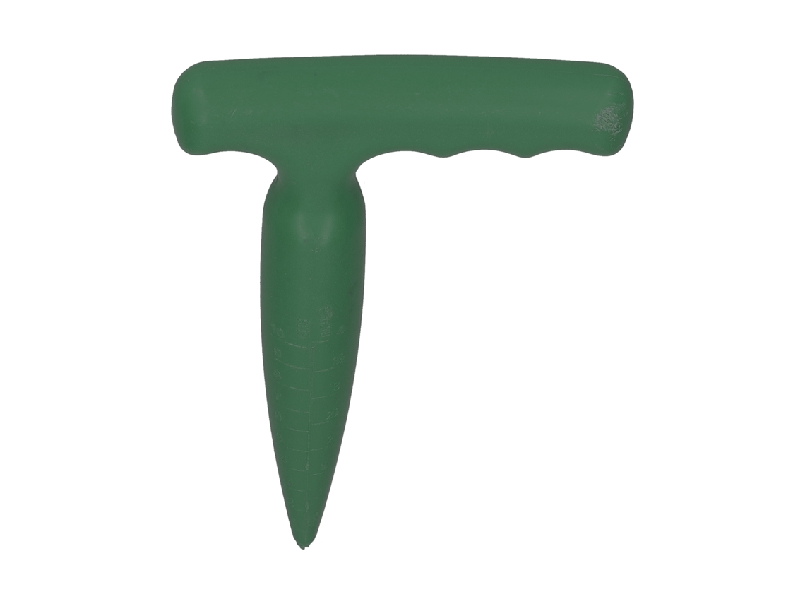 Taladro portátil Primerox, fabricado exclusivamente en plástico, para plantar y trasplantar plántulas.