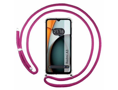 Funda con Cordón para Xiaomi Redmi A3 TUMUNDOSMARTPHONE Silicona Rosa