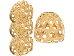 Lámpara De Techo Colgante Decorativa De Bambú Trenzado De 4 Piezas, Versátil Y Compatible Con Iluminación Hecha A Mano.