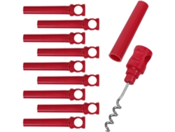 Juego De 10 Sacacorchos De Bolsillo Multifuncionales De Plástico Rojo