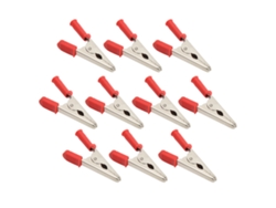 10 Pinzas De Cocodrilo J.60047 De Latón Con Apertura De 20 Mm Para Prueba De Baterías Eléctricas De 30 A Y 3000 V, Color Rojo Pvc.