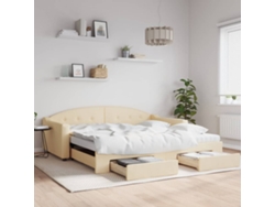Sofá Cama Nido Con Cajones Tela Color Crema 100x200 Cm