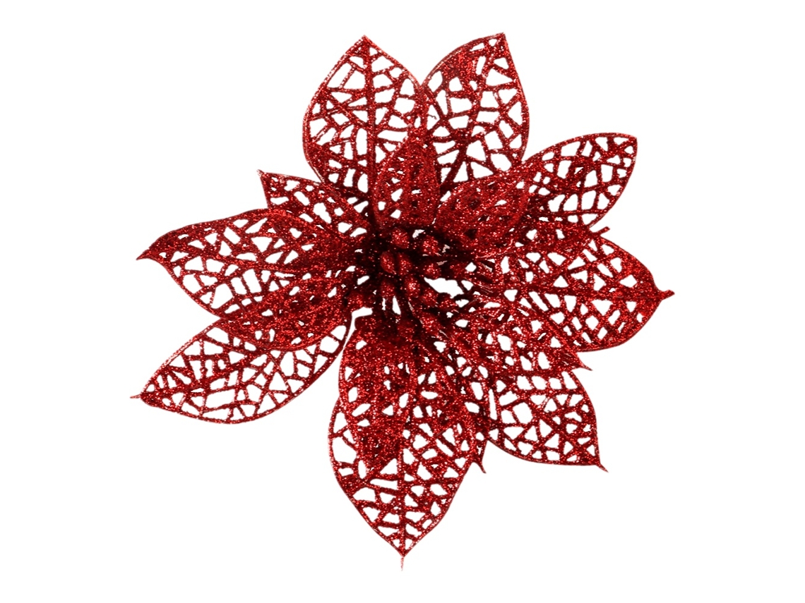 Adornos navideños de plástico Flor navideña 8cm Accesorios para coronas navideñas