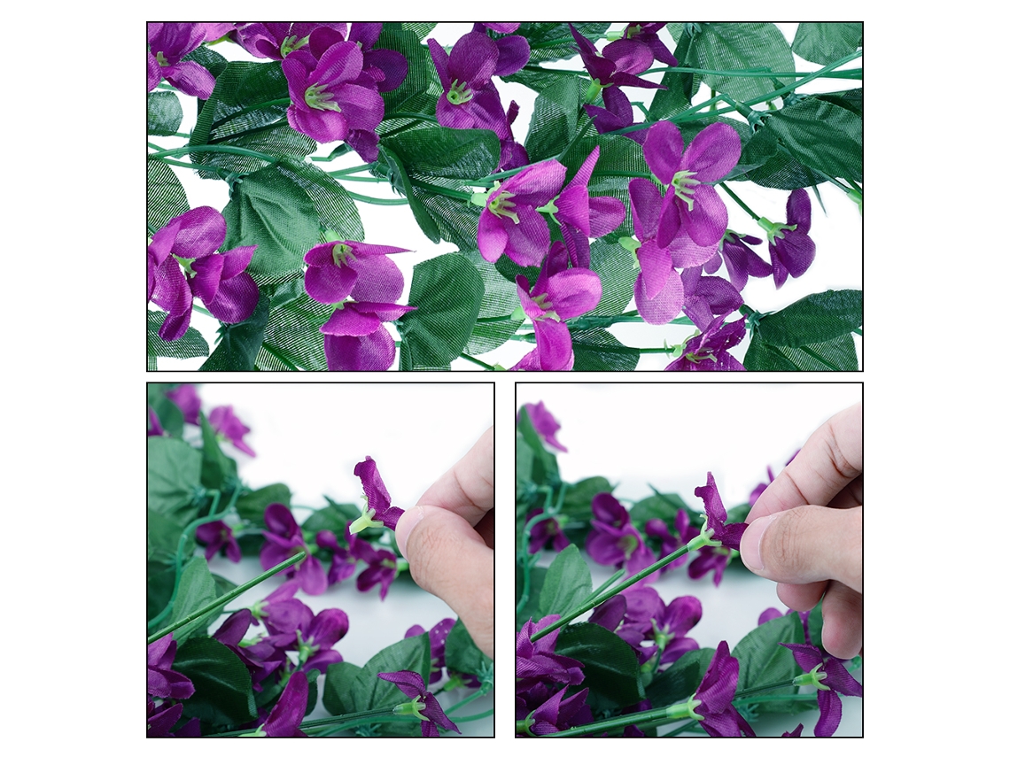 Cesta colgante de glicina artificial (decoración para bodas, violeta artificial)