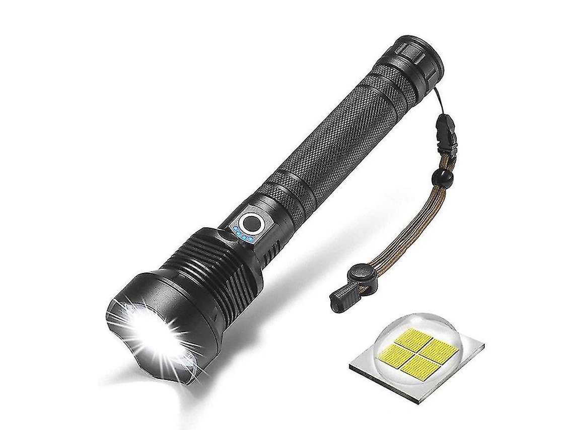 Linterna de enfoque de alta potencia P70, LED de aleación de aluminio de alta potencia, recargable por USB, Yizhood (negra)