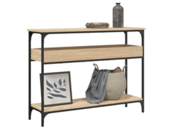 Mesa consola | Mesa de entrada | Mesa auxiliar con estante en roble Sonoma, 100x29x75 cm, madera de ingeniería.