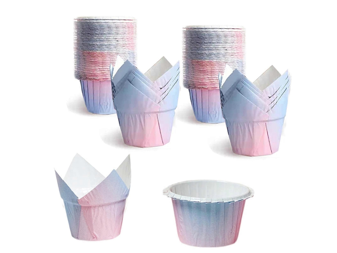 100 Fundas Para Magdalenas De Papel Altas, Tulipán Y Encaje, Para Pasteles, Bodas, Fiesta De Cumpleaños Y Baby Shower