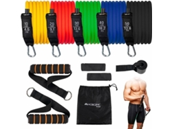 Gomas Elásticas de musculación Mobiclinic Bandas elásticas con Accesorios 5 Resistencias Antideslizantes Fitness Yoga Pilates