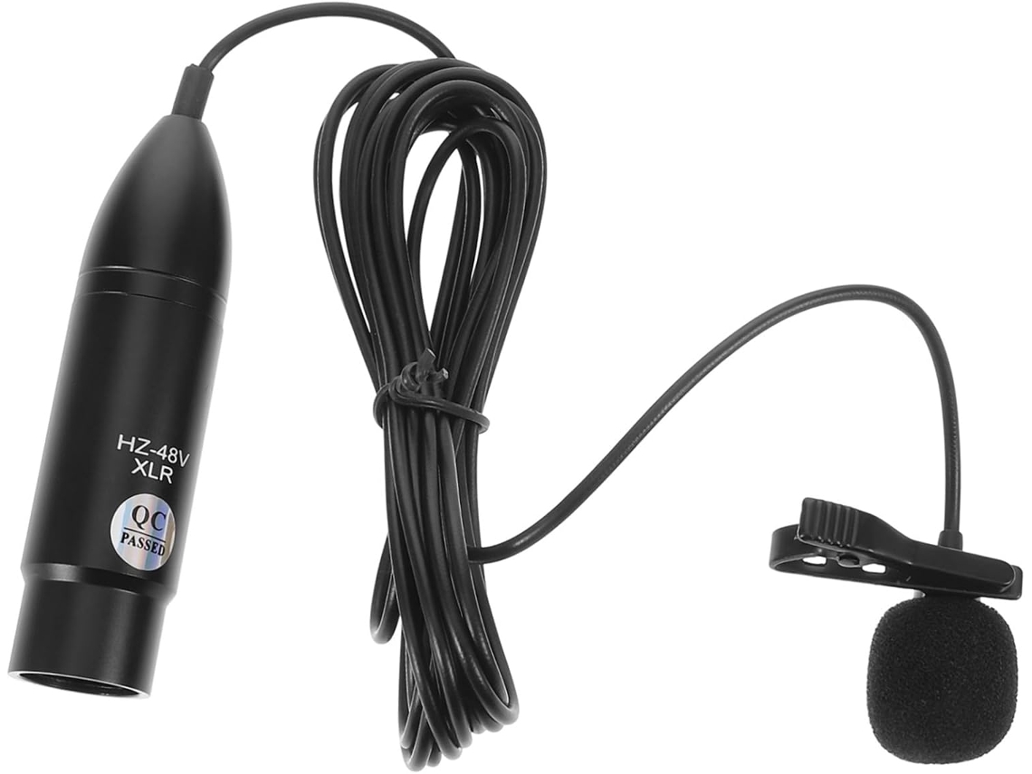 Micrófono de solapa profesional XLR de tres pines con conector omnidireccional de ajuste a presión.