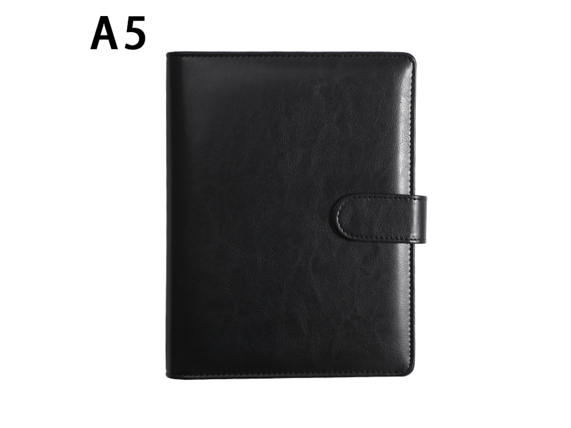 (negro A5) Lujosa Cubierta De Cuaderno De Cuero Retro A5 Con Clip Para Bolígrafo