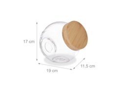 Relaxdays Botes Cristal Tapa De Bambú, Set De 2, Tarros Almacenaje, Para Mesas De Chuches, 1,5 L, Transparente/natural